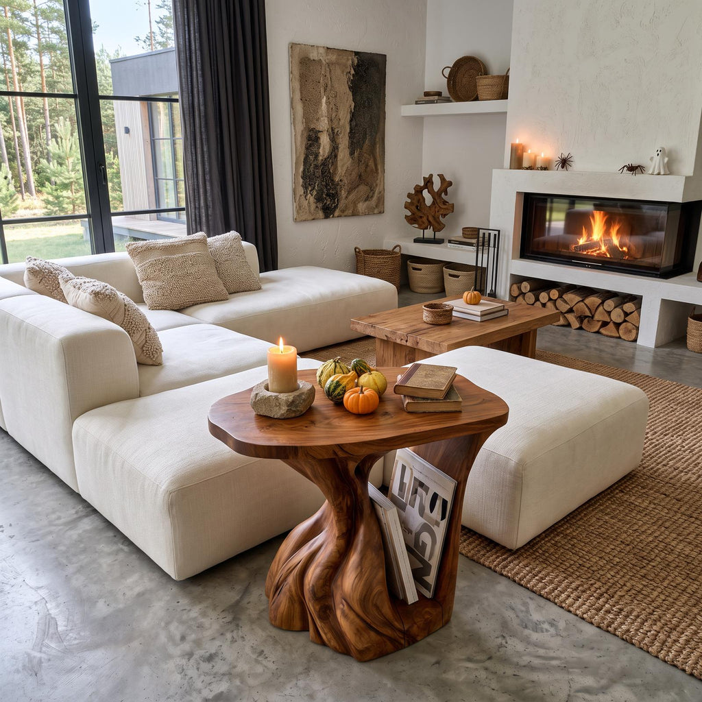 Contemporary Beside Table Halloween Inspired With Sculptural Base For Living Room