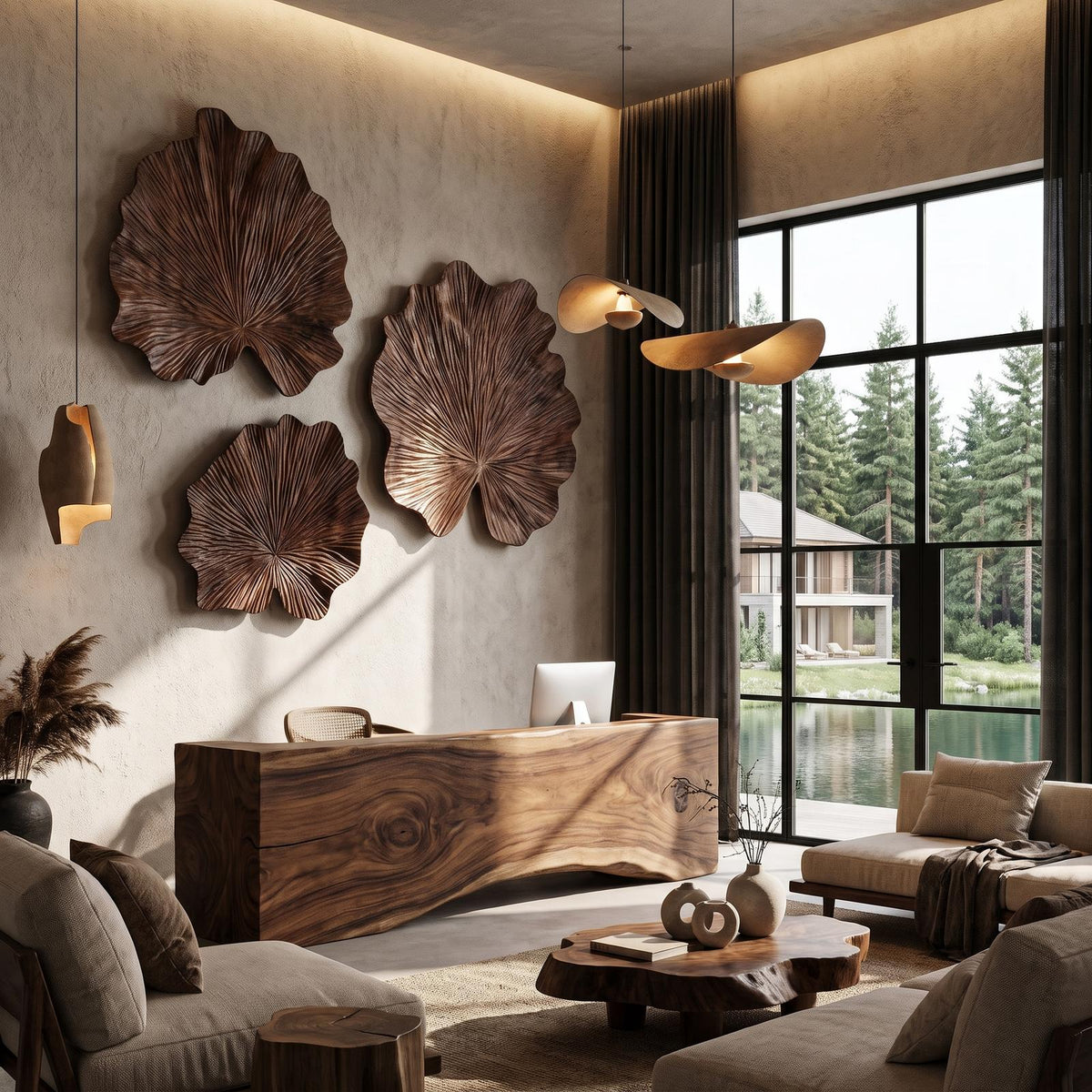 Sculptural Leaf Wall Decor For Living Room And Bedroom SINLHAWD064