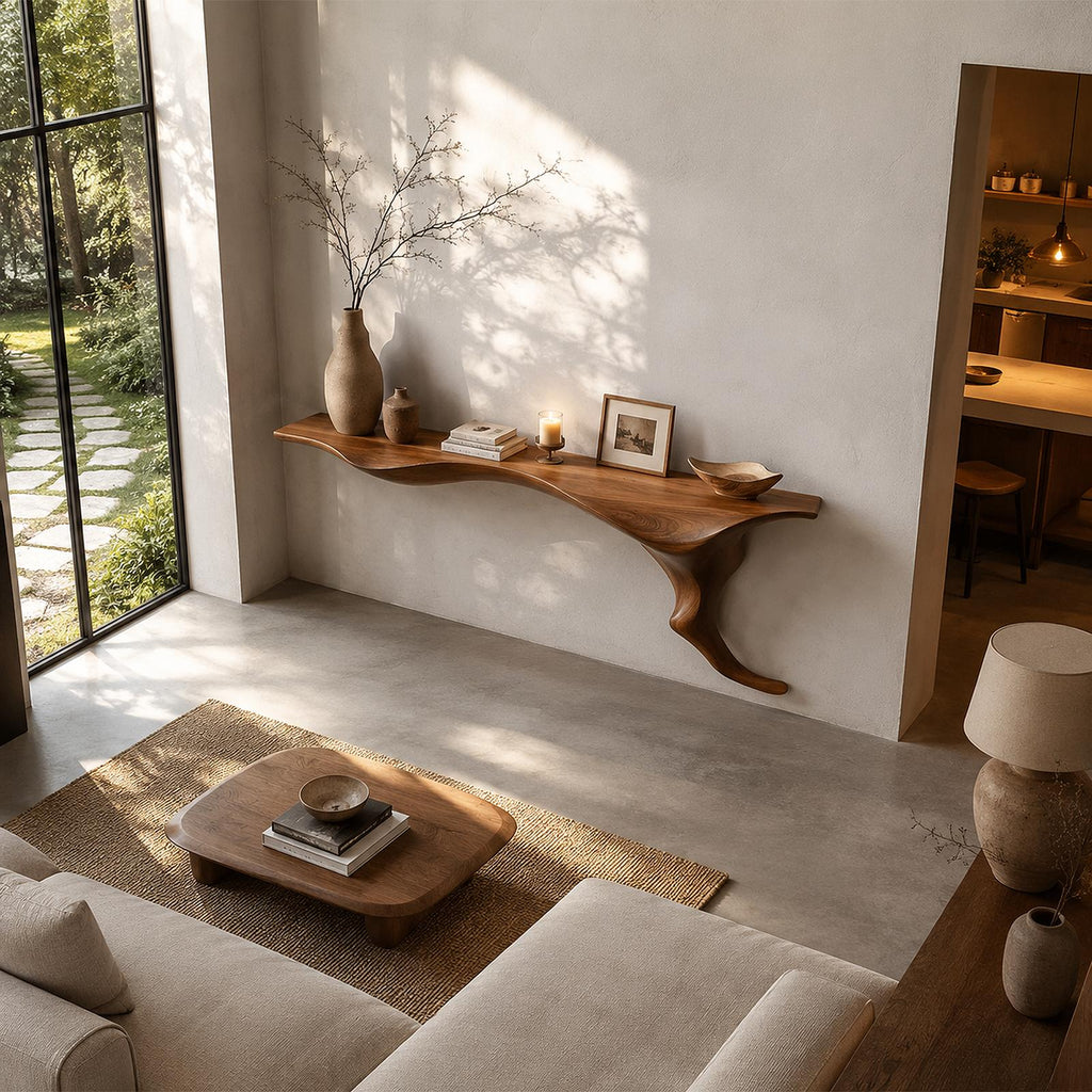 Organic Wall Mounted Console Table With Sculptural Tree Root Design For Entryway SINLHACS656