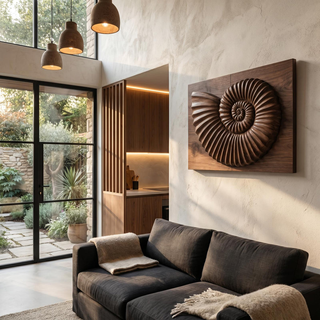 Modern Ammonite Fossil Decorative Wall Panel For Living Room