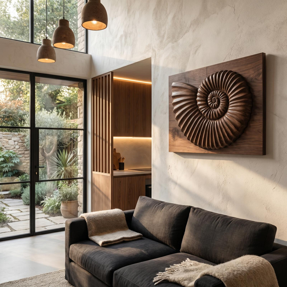 Modern Ammonite Fossil Decorative Wall Panel For Living Room