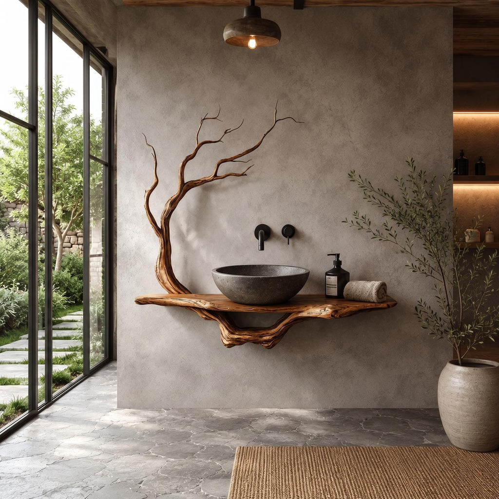 Organic Tree Branch Bathroom Vanity Wall Mounted Sink Console SINLHABRV327