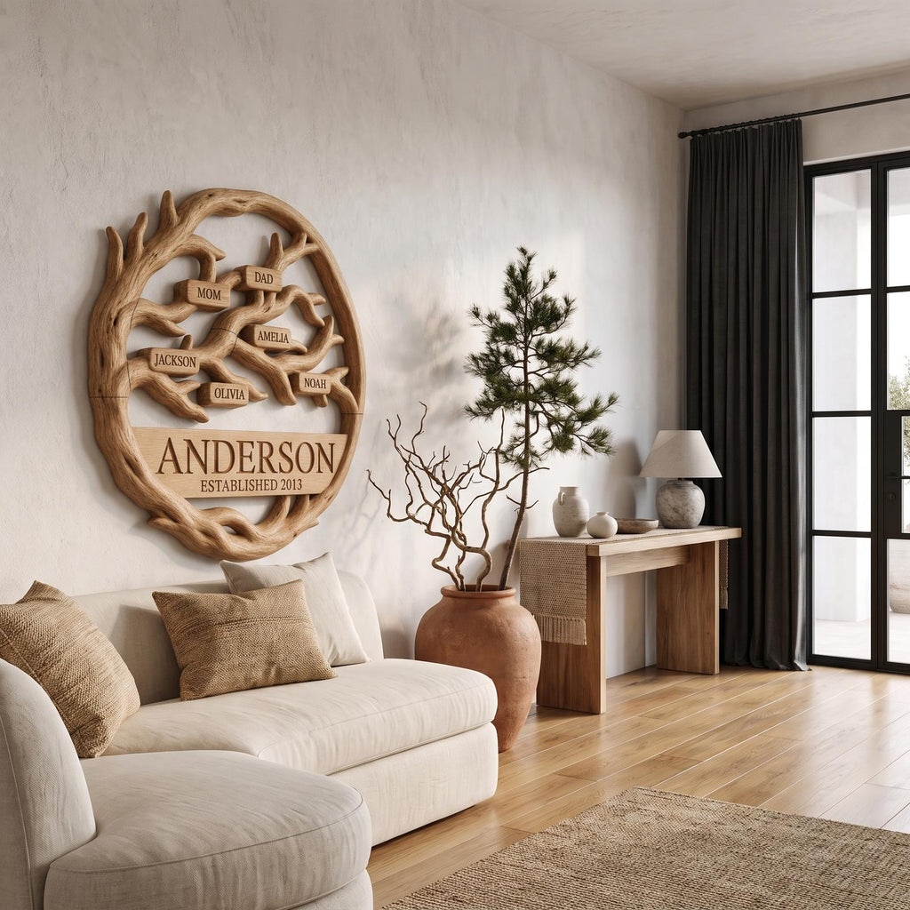 Organic Personalized Family Tree Wall Decor For Living Room And Entryway