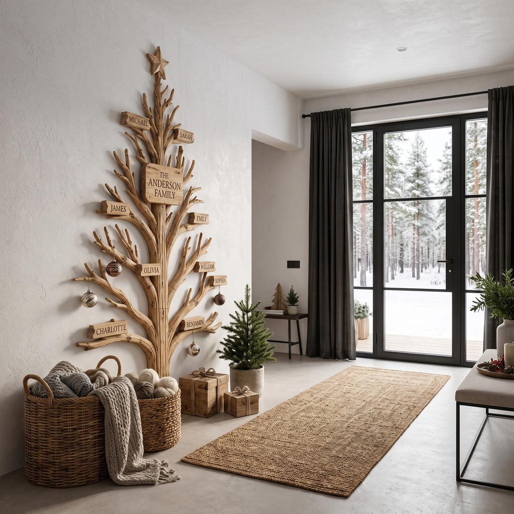 Rustic Family Tree Wall Decor With Personalized Family Name For Entryway And Living Room