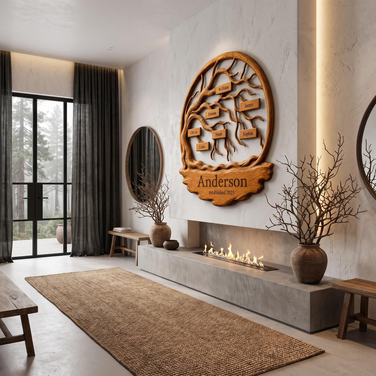 Natural Custom Family Tree Wall Art For Living Room And Entryway