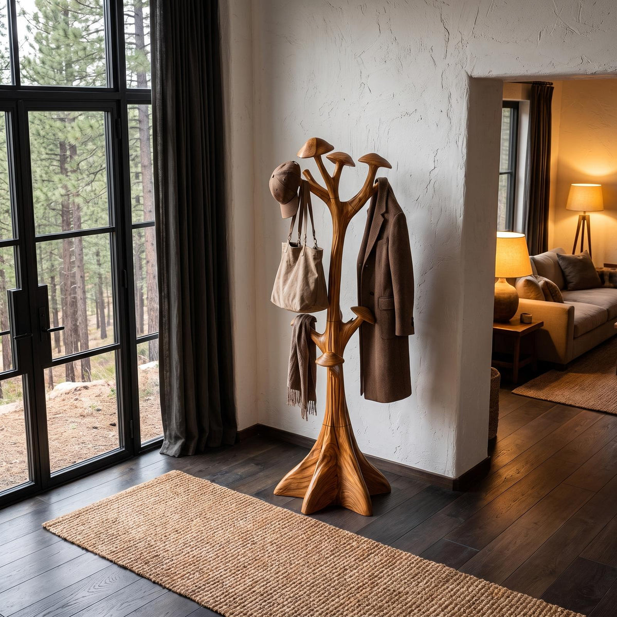 Modern Sculptural Tree Coat Rack Freestanding Design For Entryway Hallway