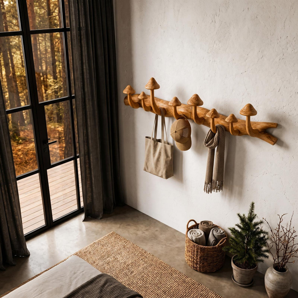 Rustic Wall Mounted Coat Rack Hook Organizer For Entryway Hallway