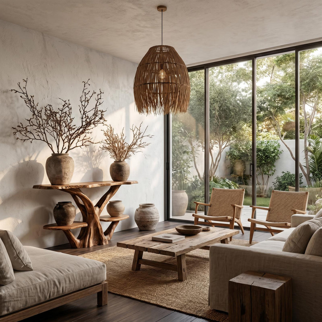 Organic Console Table, Natural Tree Branch Shaped Solid Wood Base Accent Table for Entryway Foyer & Living Room