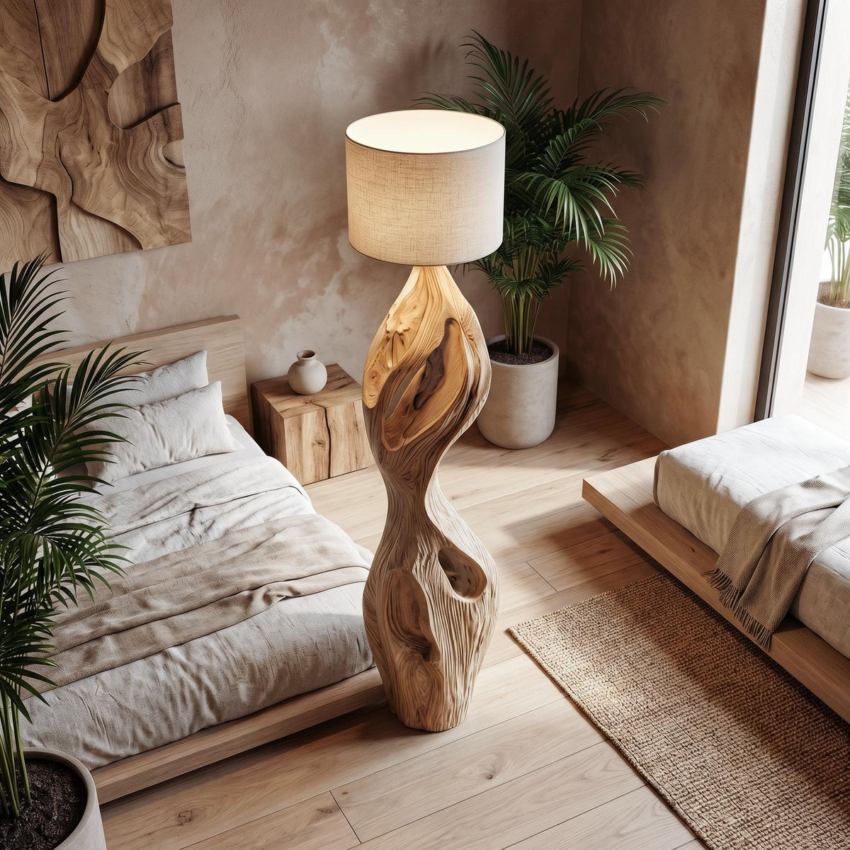 Organic Twisted Floor Lamp Sculptural Double Curve Design Living Room And Bedroom