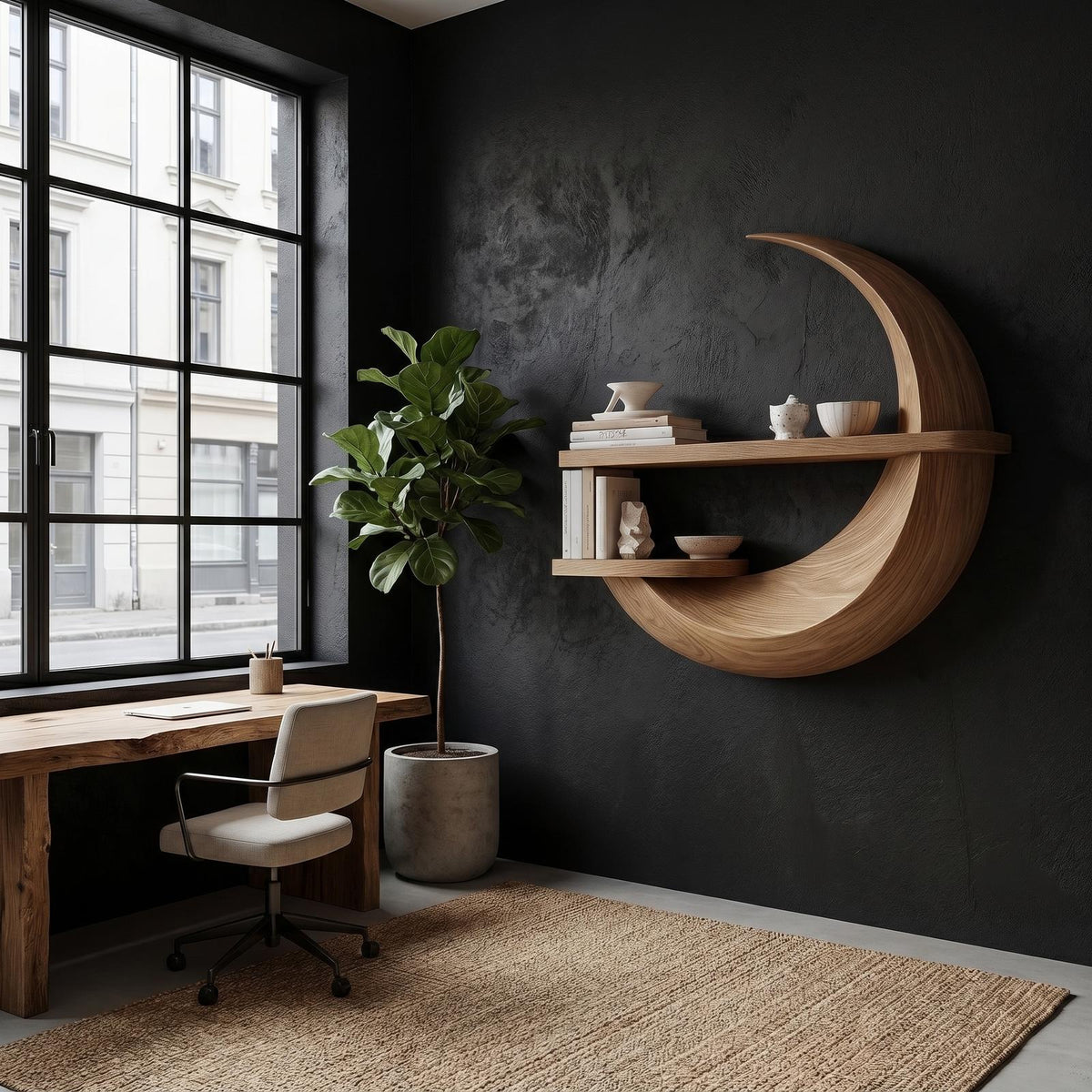 Rustic Floating Shelf with Natural Wood Display Storage, Wall Mounted Ledge Shelf