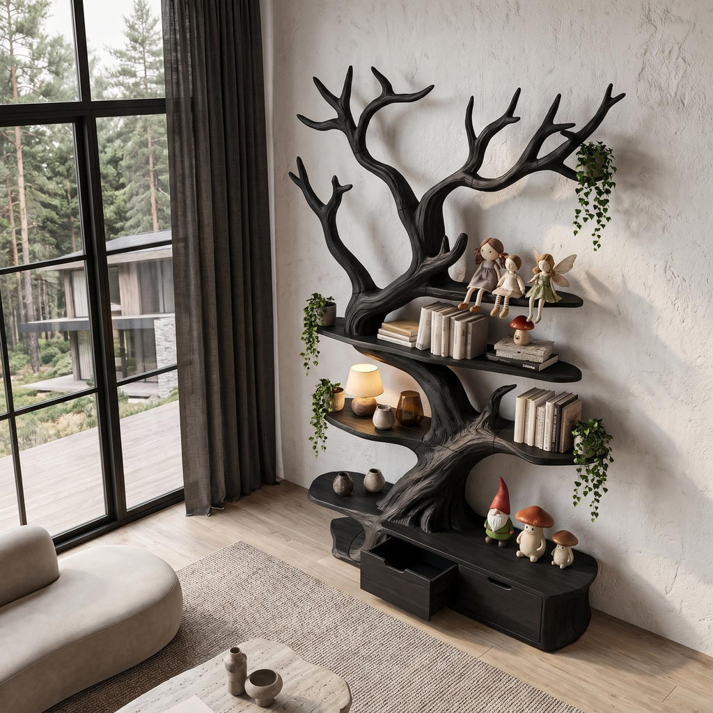 Sculptural Tree Bookshelf Handcrafted Tree Branch Design For Home Office