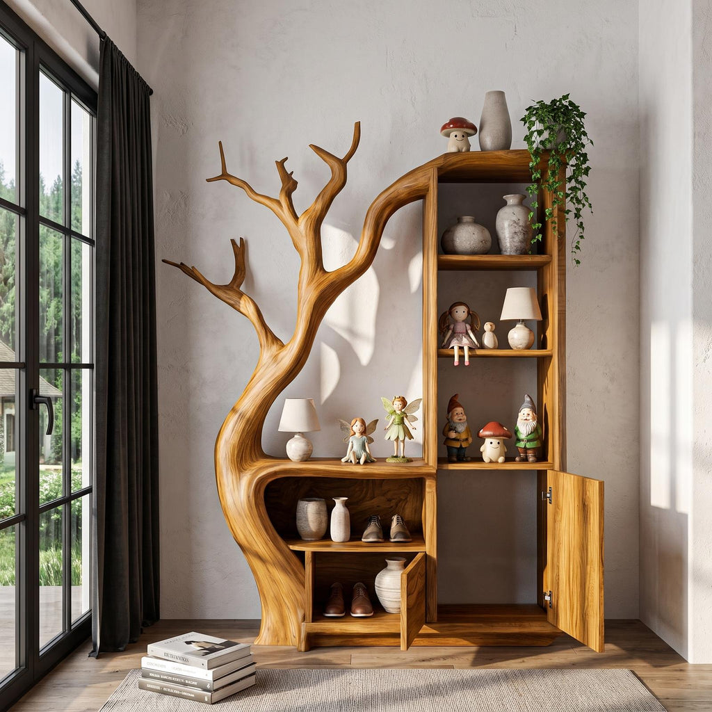 Modern Storage Cabinet With Rounded Frame Design For Entryway