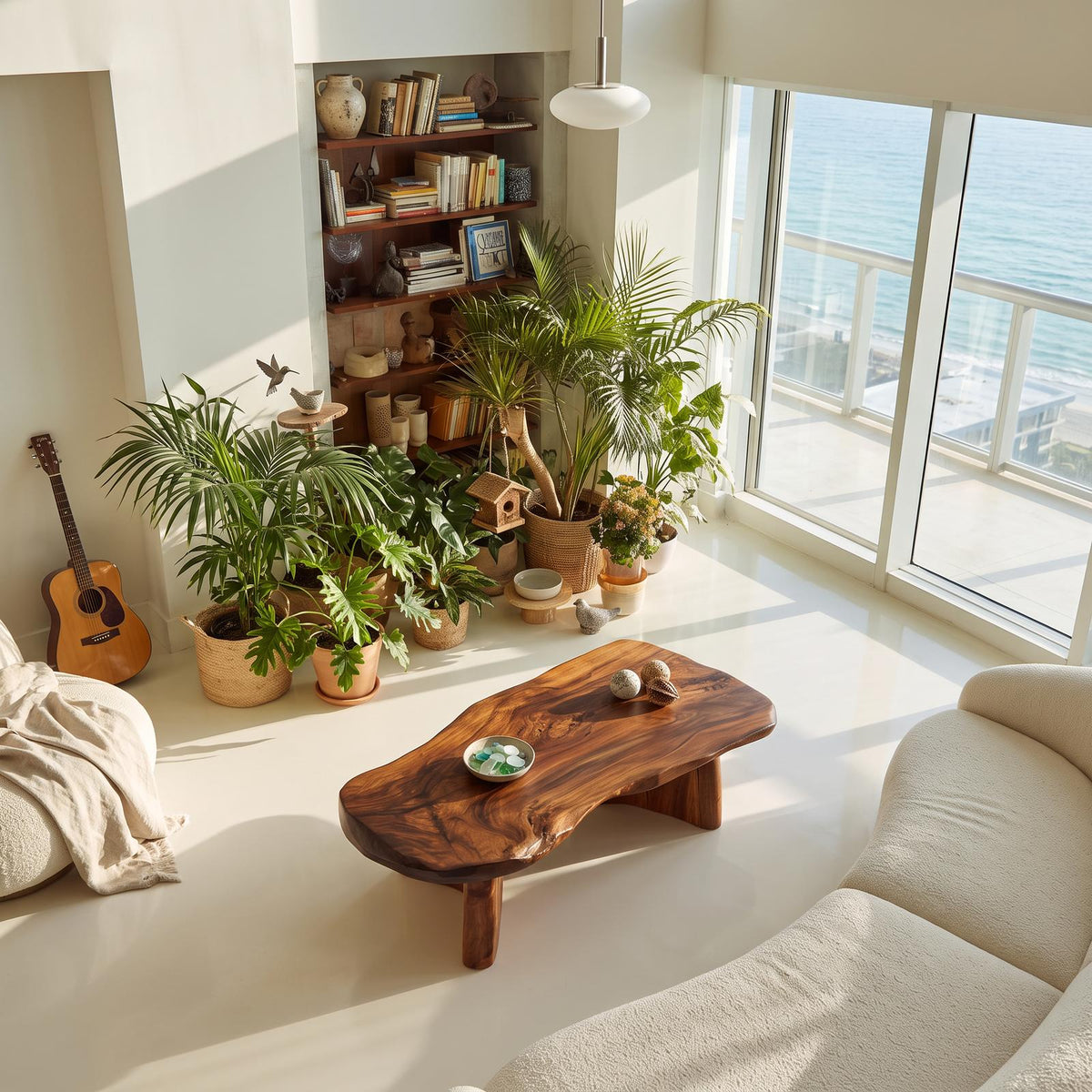 Organic Modern Live Edge Coffee Table With Natural Edge Design For Living Room SINLHACF420