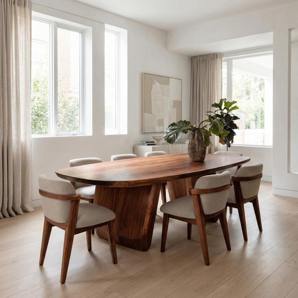 Spry Interior Mid-Century Modern Organic Wooden Dining Table, Natural Solid Wood Rustic Kitchen Table, Model RTTHHNDN027