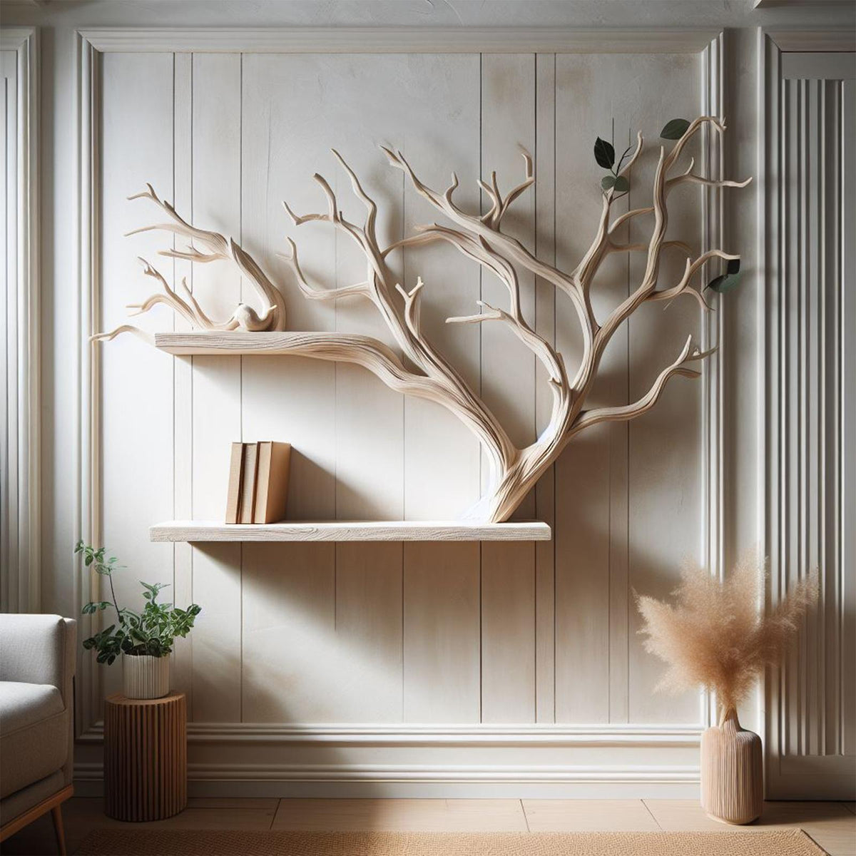 Rustic Tree Branch Wall Mounted Crafted From Wild Mulberry Wood