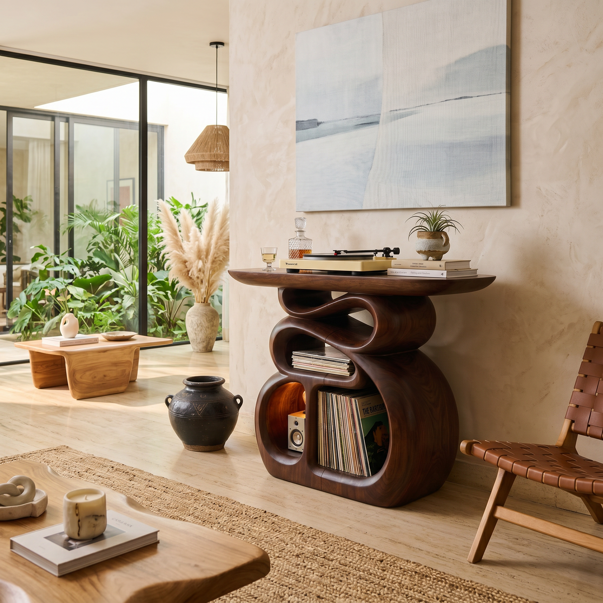Contemporary Solid Wood Audio Stand, Stereo Media Rack Console for Entertainment Lounge and Hifi Components
