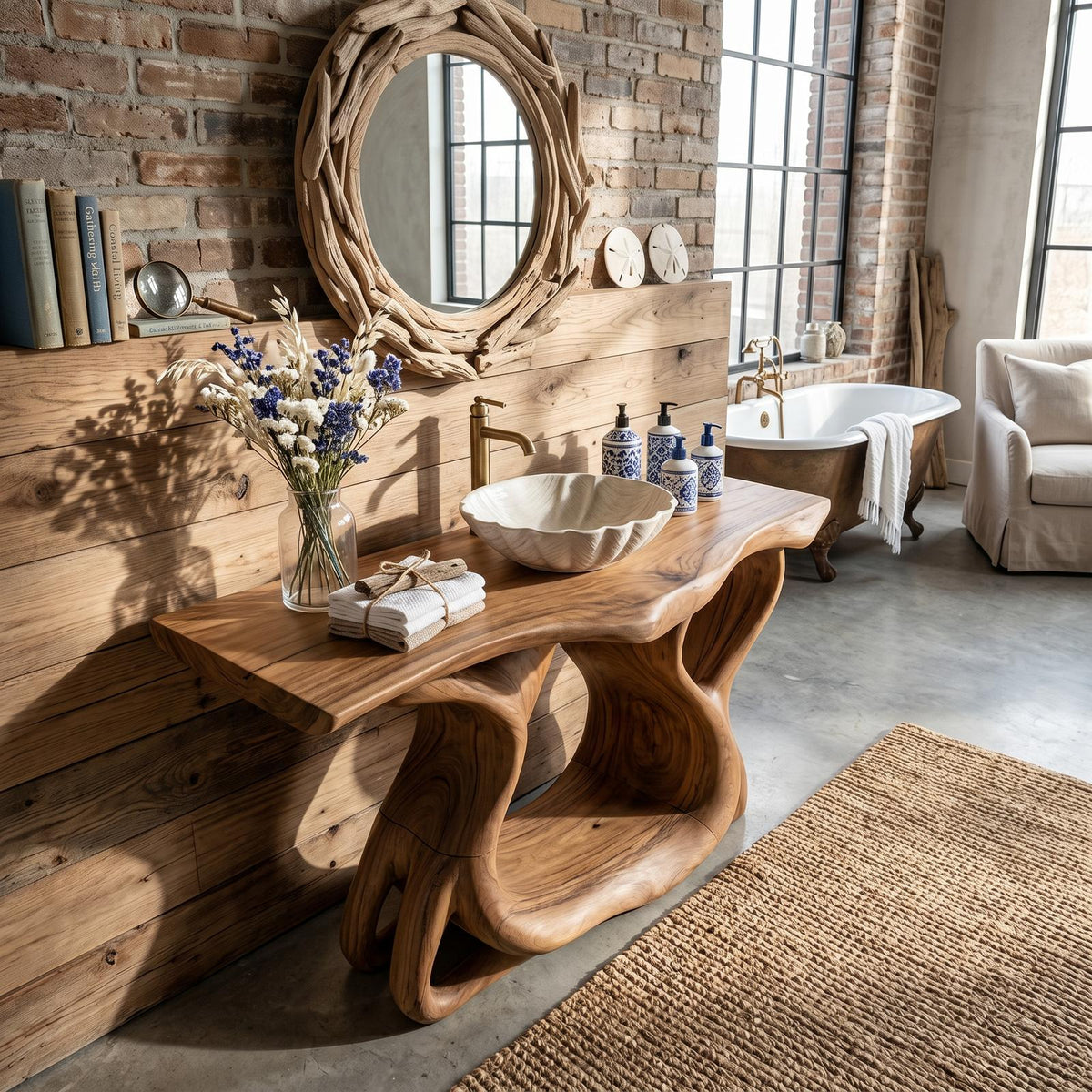 Rustic Solid Wood Vanity For Bathroom Furniture Decor SILDTTRBRV014