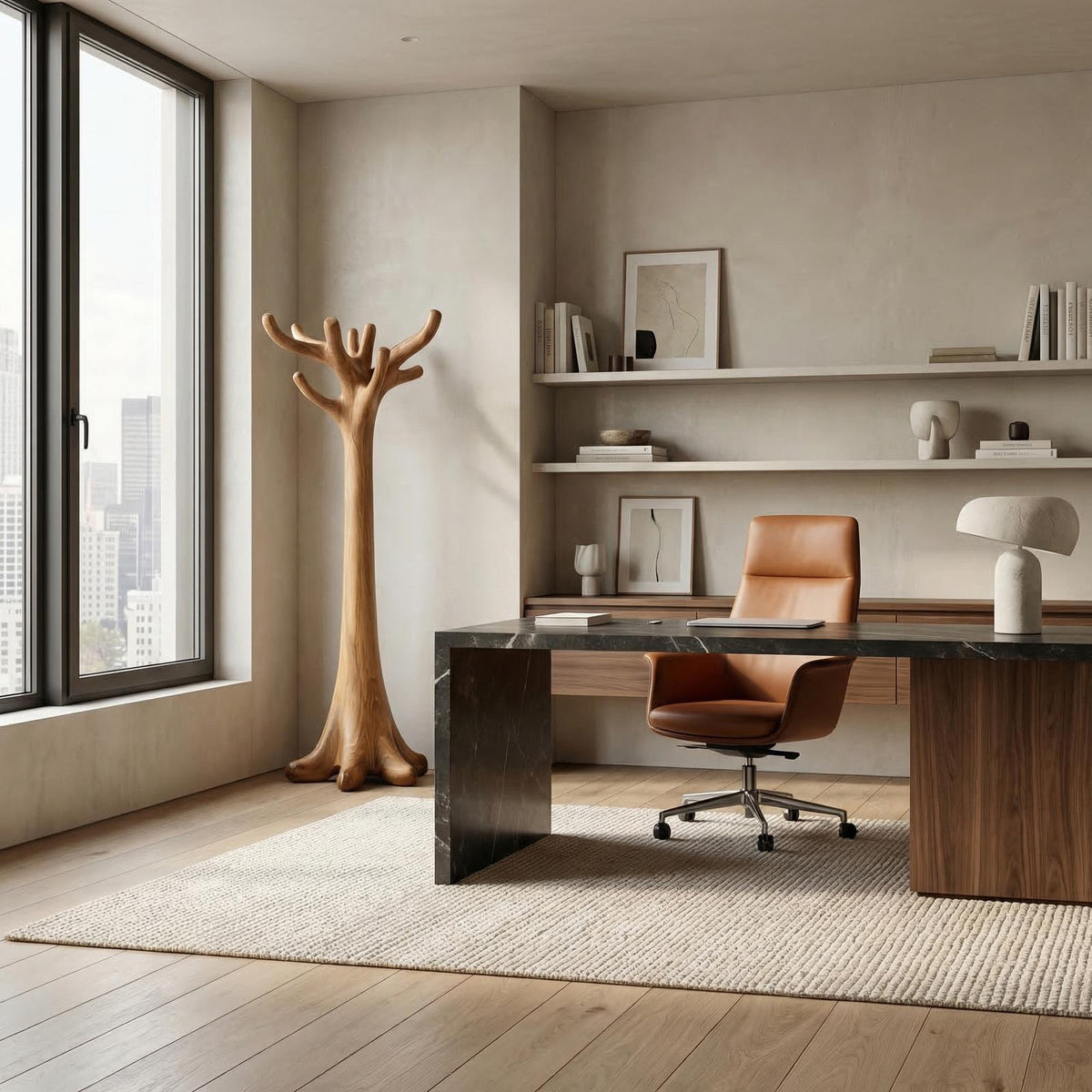 Rustic Minimal Tree Coat Rack For Bedroom And Living Area