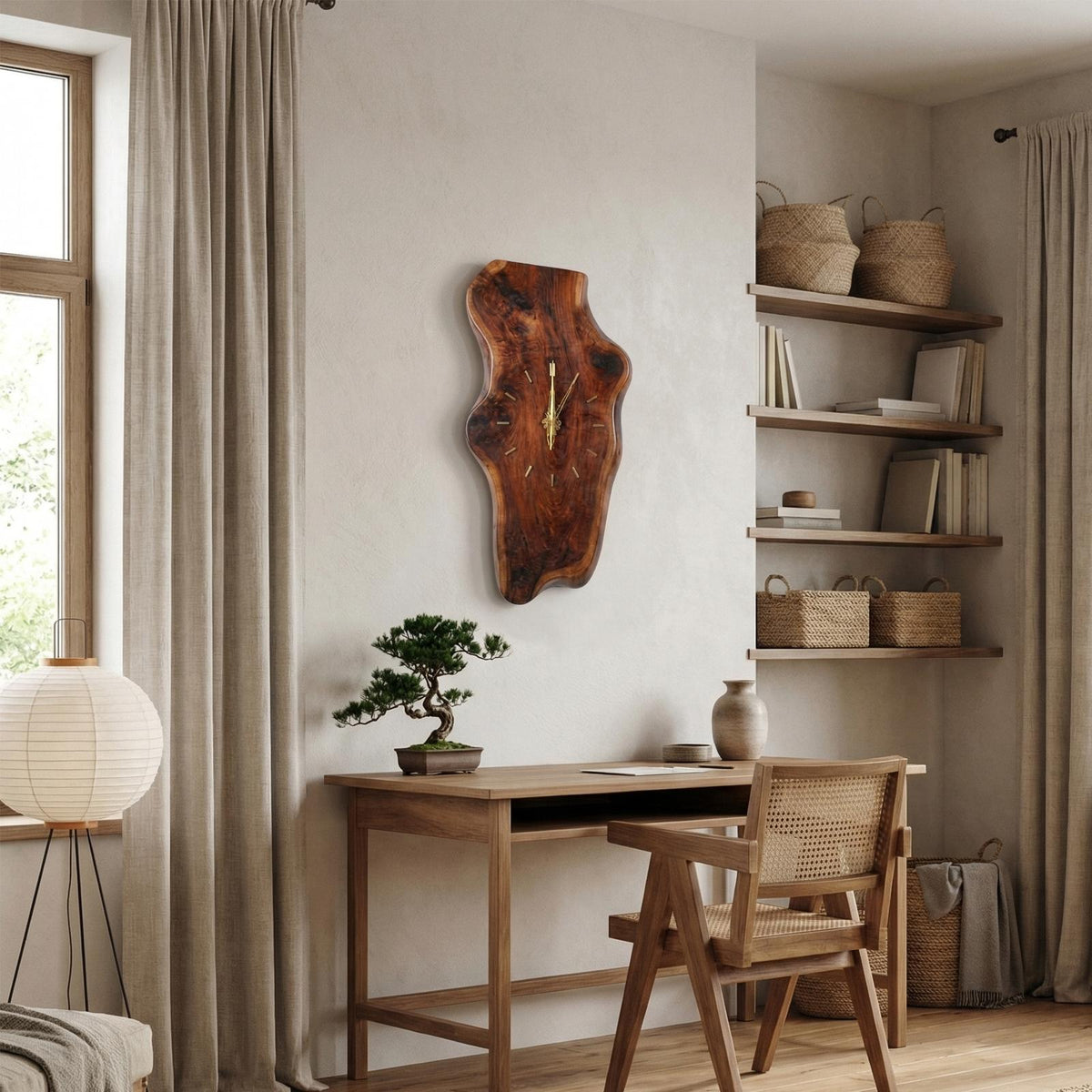 Natural Clock Wood Wall Solid Wood Living Room