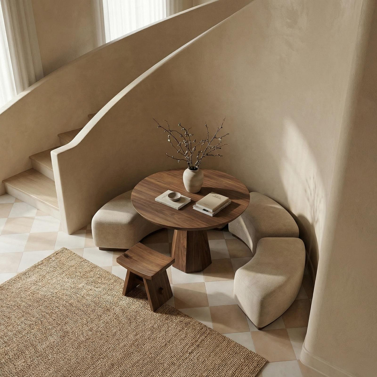 Contemporary Organic Round Entryway Foyer Table For Entryway SINLSAFT007