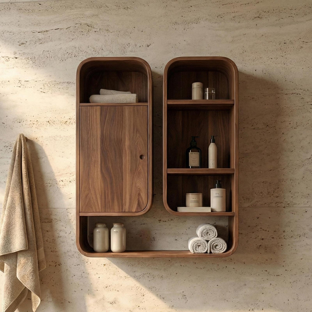 Modern Unique Bathroom Cabinet, Solid Wood Artistic Storage Organizer Cupboard for Bathroom