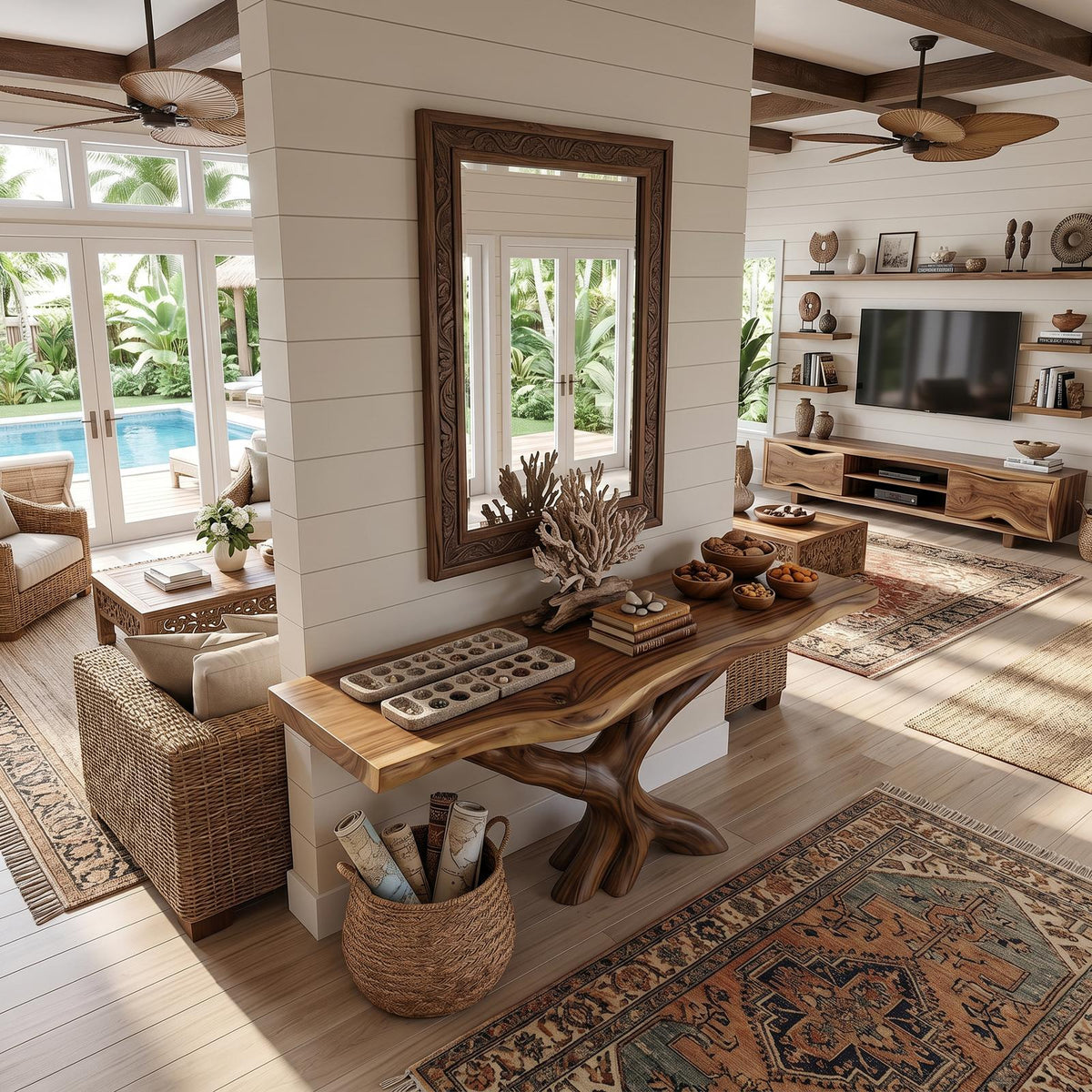 Organic Coral Base Console Table Luxury Beach House