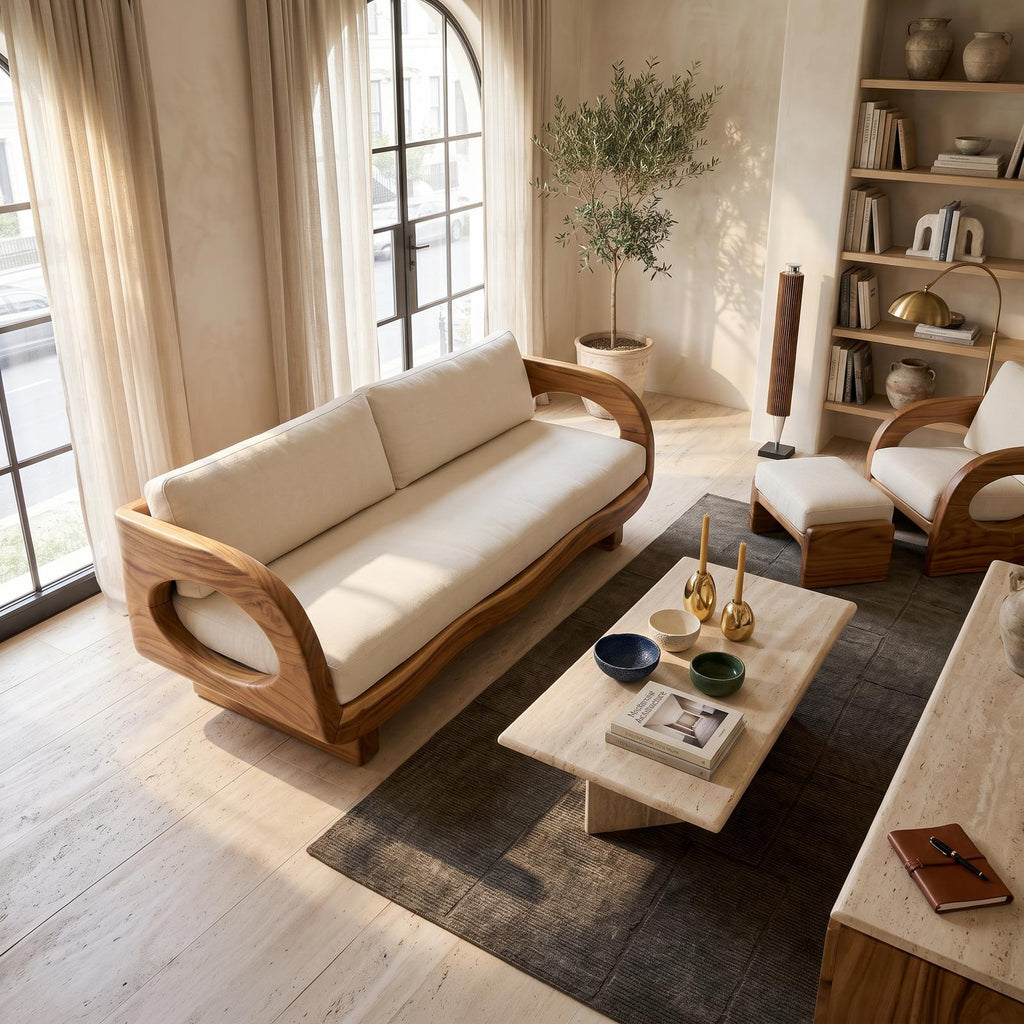 Rustic Contemporary Wood Sofa Garden Terrace Living Space