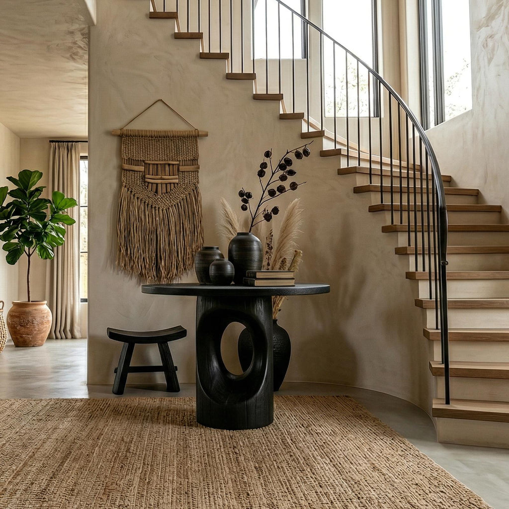 Handcrafted Modern Sculptural Foyer Table For Pedestal Entryway Table