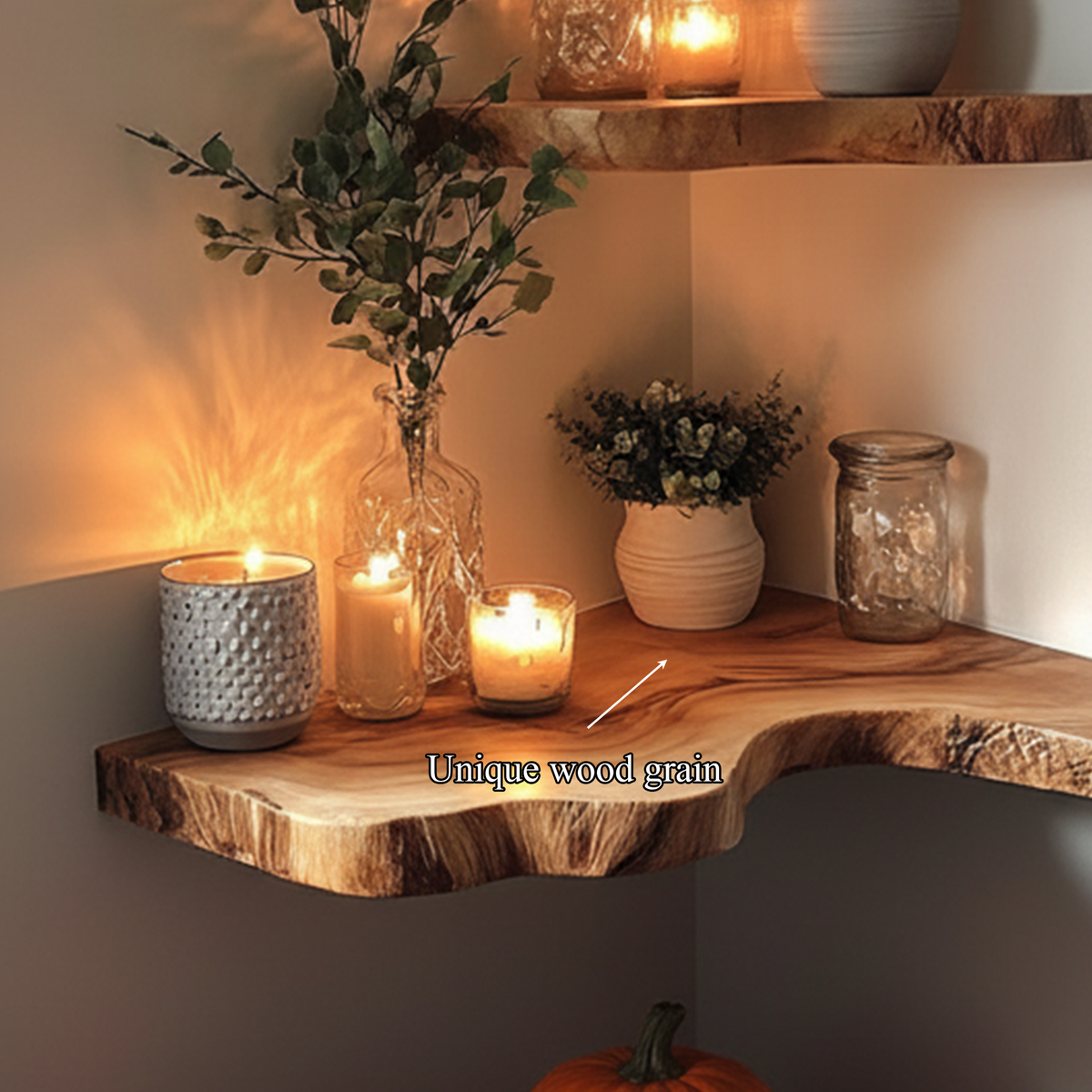 Rustic Farmhouse Wooden Floating Shelf, Tree Branch Wall Mounted Bookshelf, Spooky Gothic Halloween Home Decoration