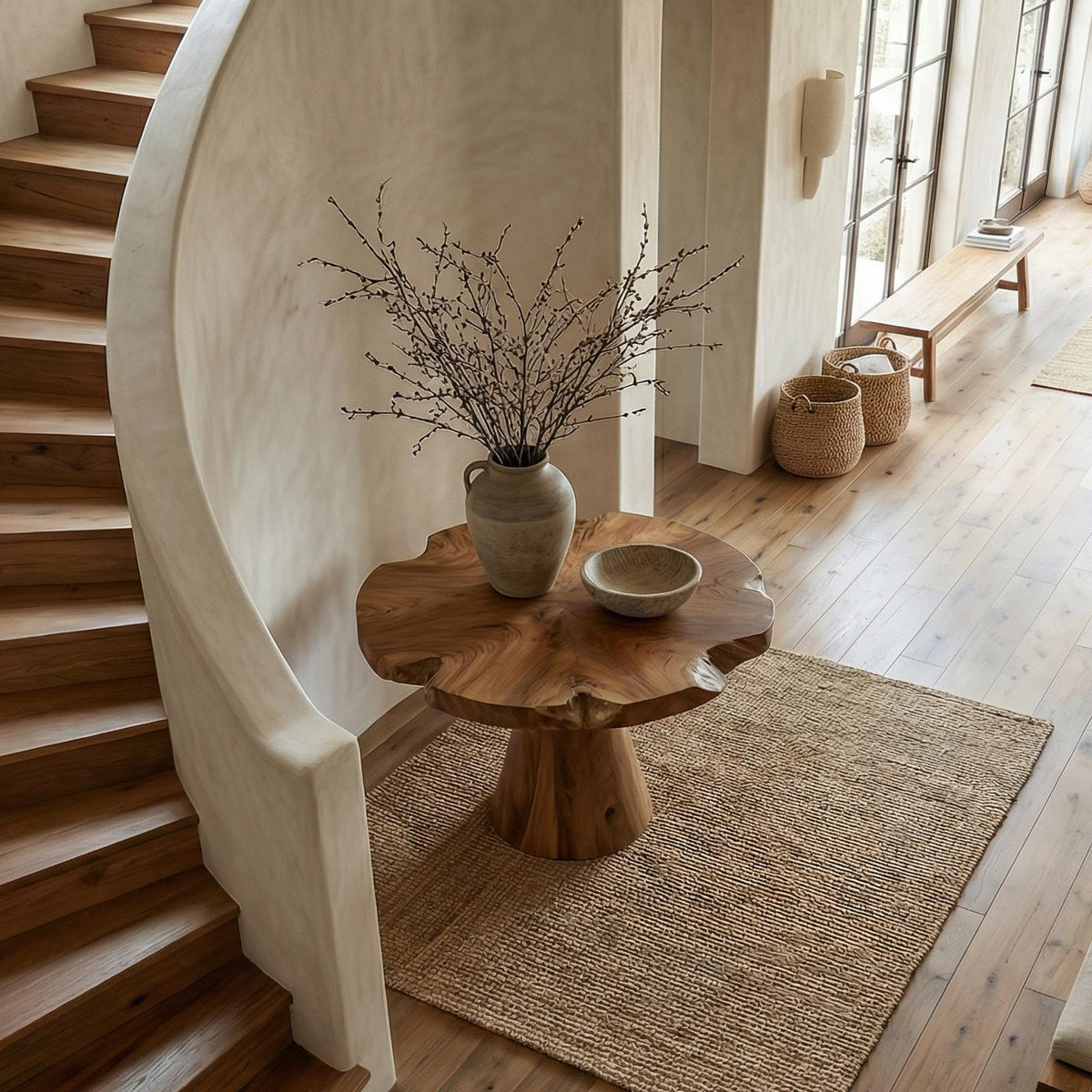 Organic Live Edge Foyer Table, Solid Wood Entryway Console Table, Rustic Accent Table for Hallway