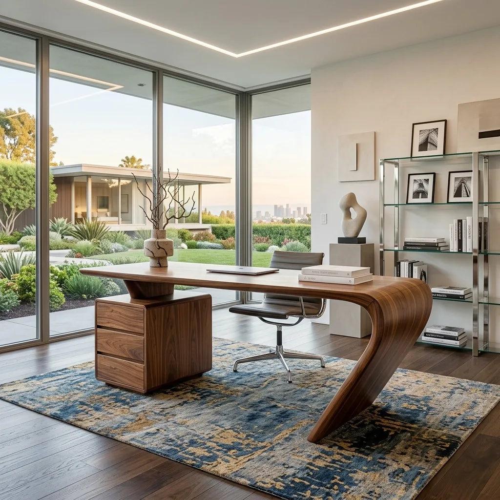 Organic Sculptural Curved Desk For Home Office