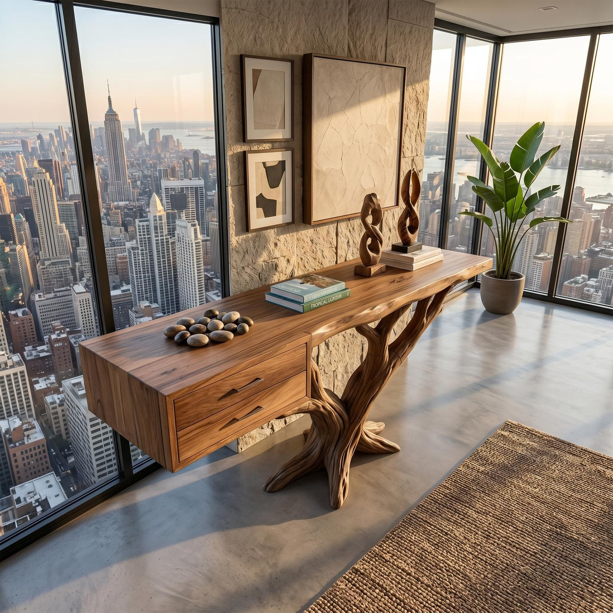 Modern Tree Root Console Table Luxury Entryway