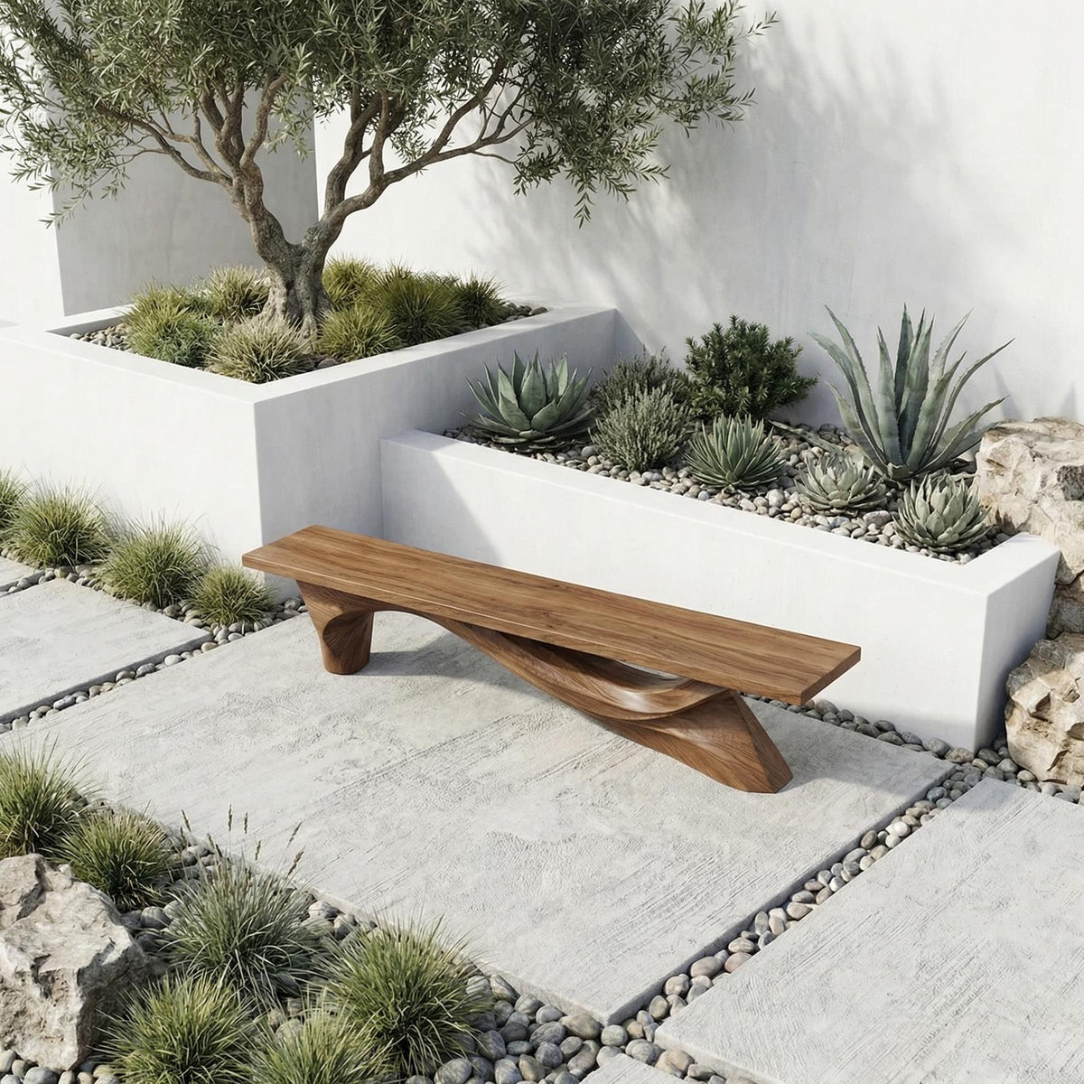 Spry Interior Modern Organic Bench, Solid Wood Asymmetrical Wave Entryway Seating, Handcrafted Bedroom Accent Bench, SINLHARS098