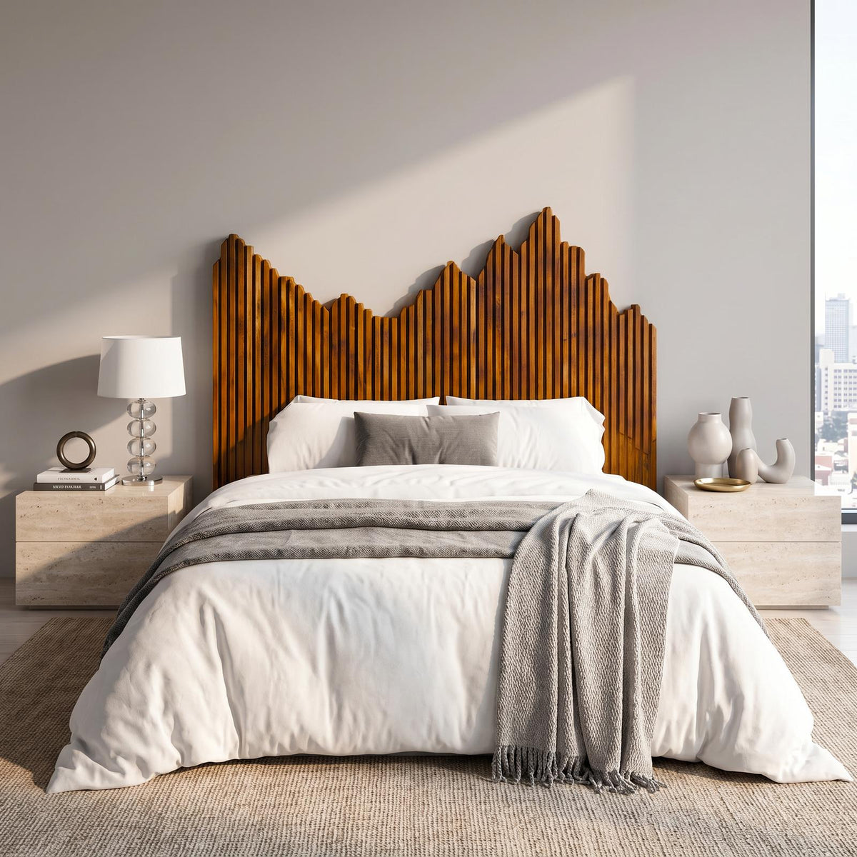 Organic Headboard Wooden Bed Headboard For Bedroom SINLSAHB034