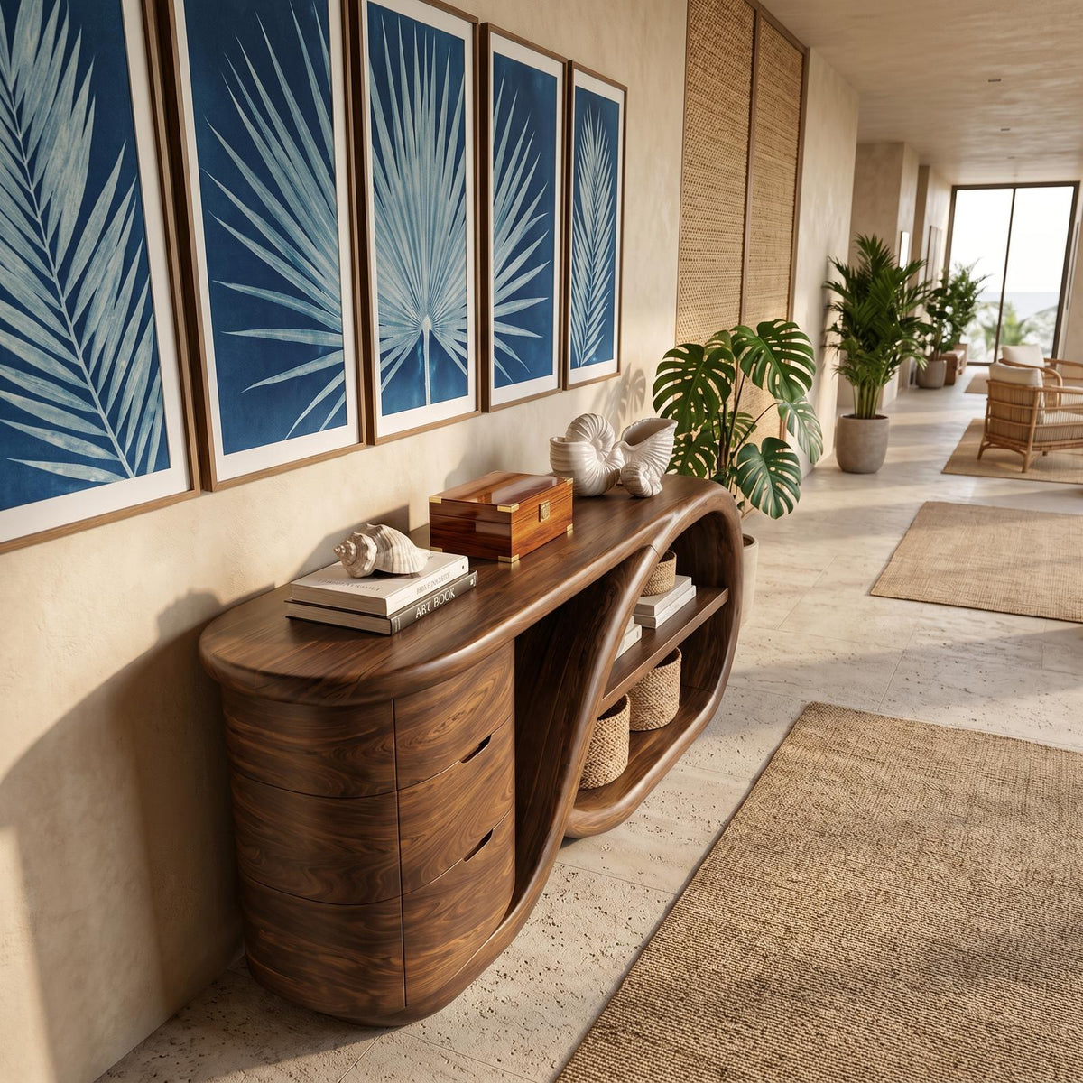Modern Cross Base Console Table Luxury Hallway