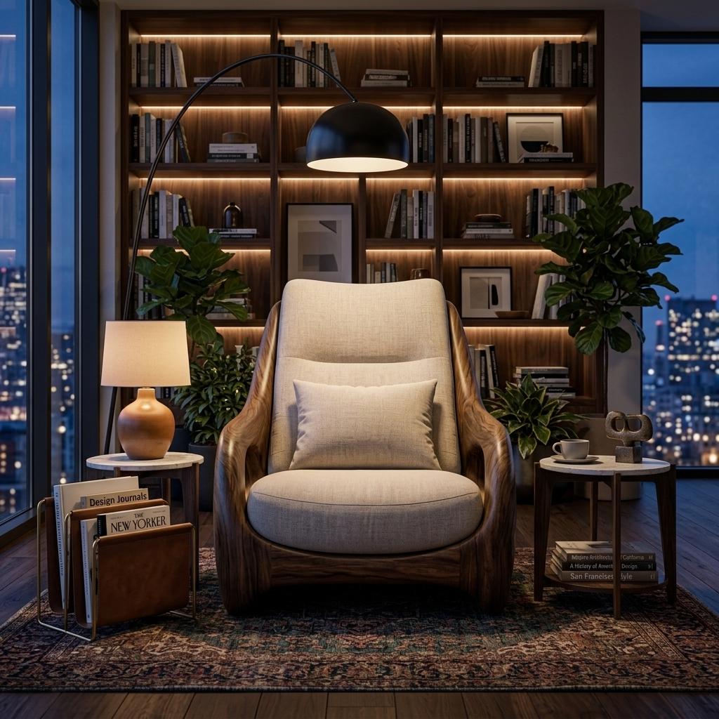 Organic Armchair Smooth Curved For Living Room RTTHTTACC013