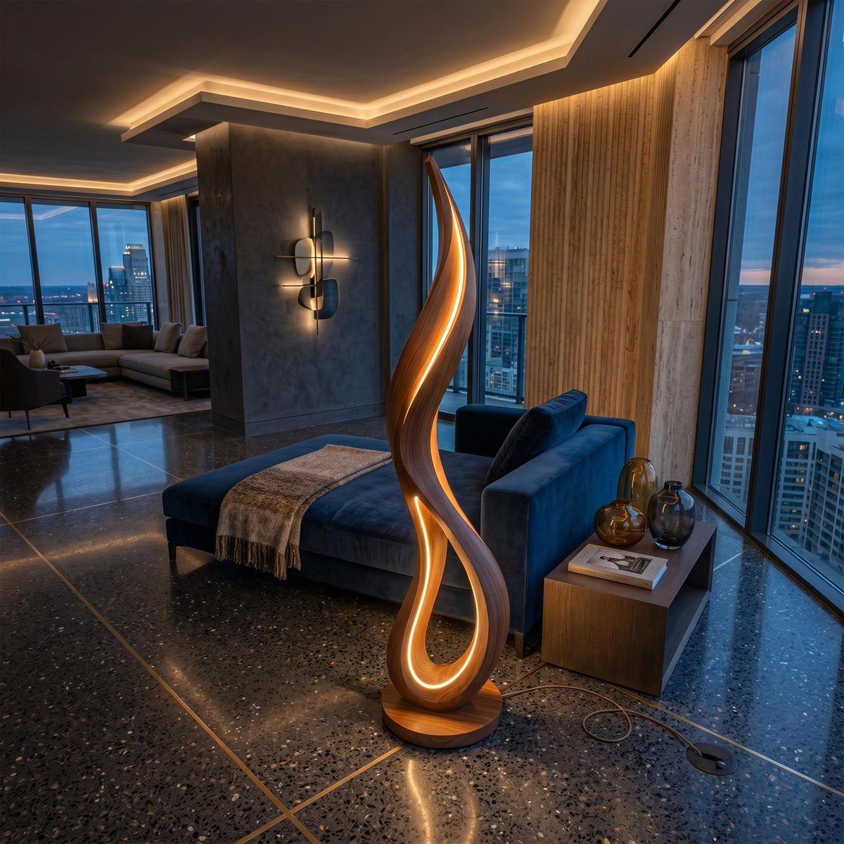 Contemporary Dancing Flame Floor Lamp For Living Room SILDTTNLAM033