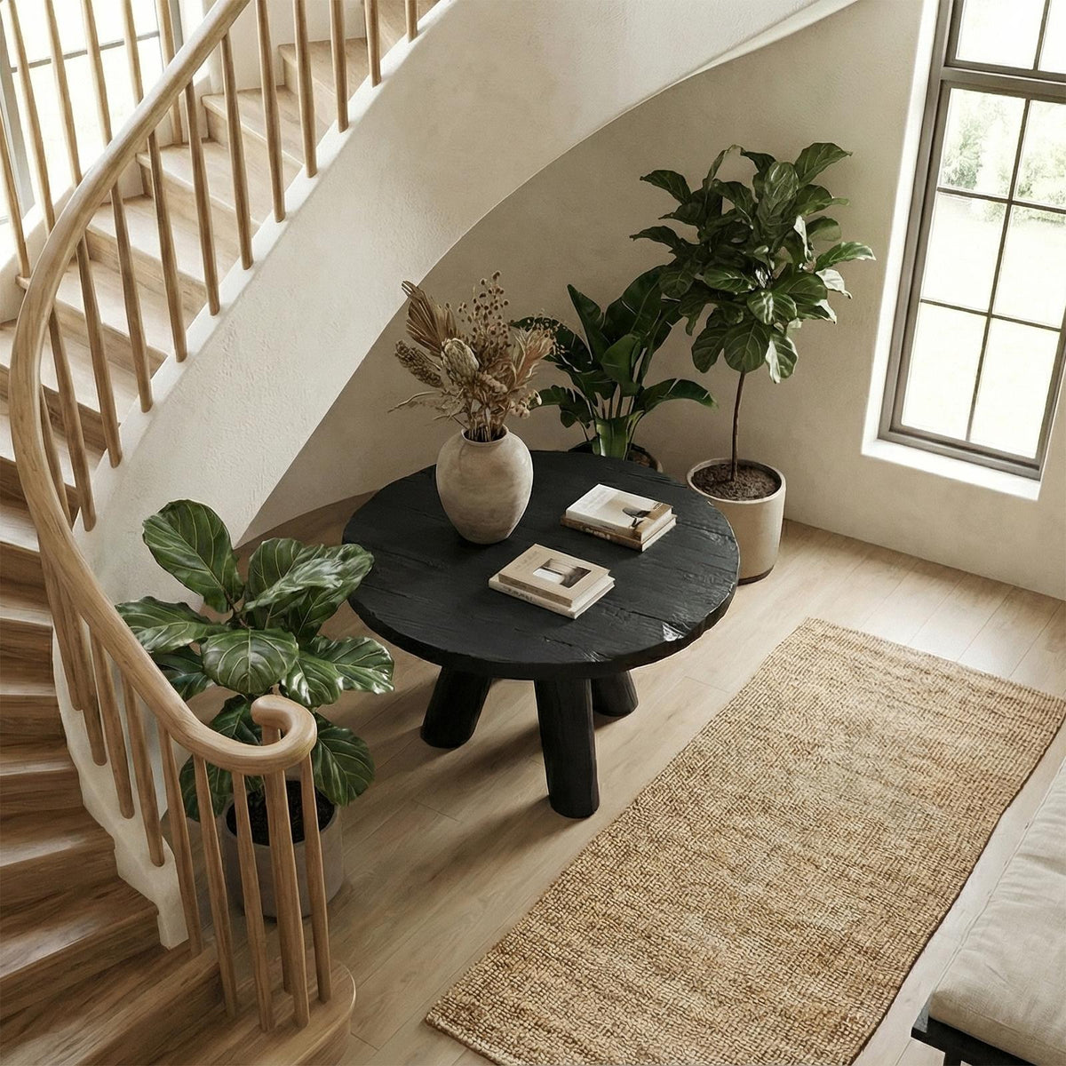 Rustic Foyer Table, Solid Wood Entryway Table, Handcrafted Pedestal Accent Table for Living Room