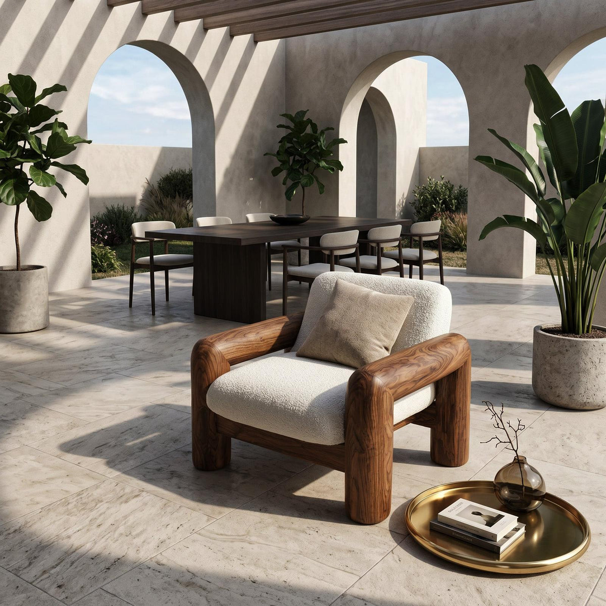 Modern Chunky Frame Armchair For Cozy Living Room