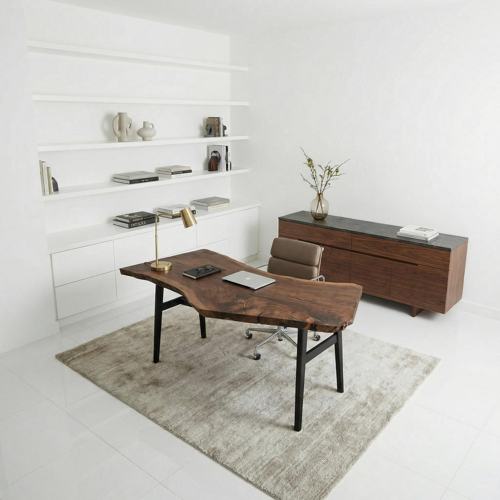 Modern Work Desk, Solid Wood Writing Table, Home Office computer & Study Room Desk Workstation