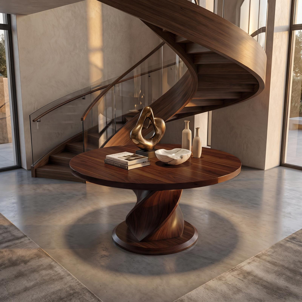 Modern Luxury Twist Pedestal Entry Table For Entryway And Hallway