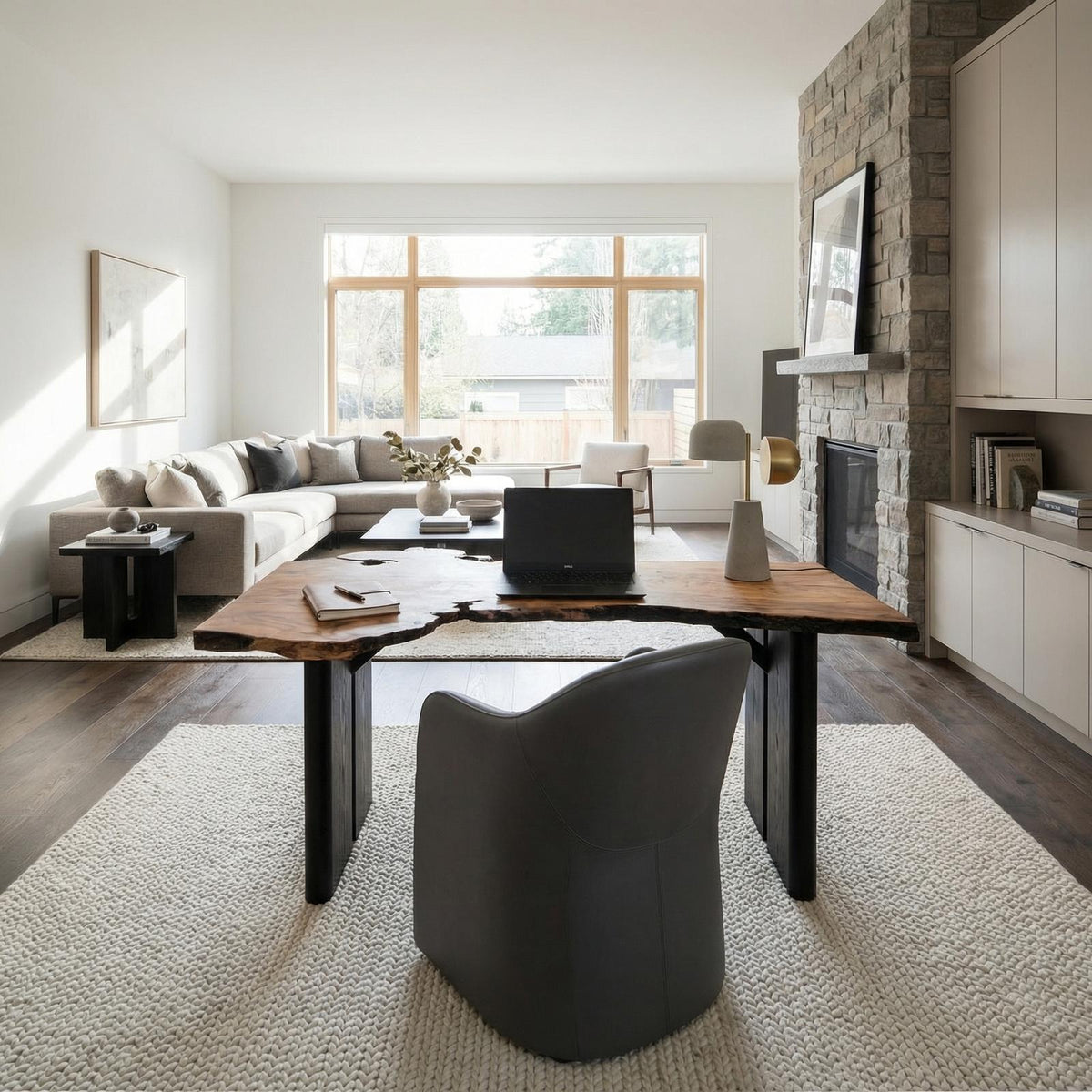 Modern Solid Wood Office Desk, Executive Writing Table & Study Workstation for Home Office, Workspace