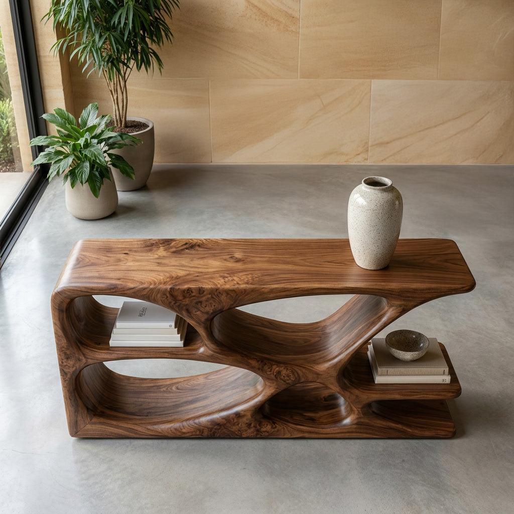 Minimalist Natural Wood Console Table, Handcrafted Entryway Sofa Table for Hallway & Living Room Interior, Model