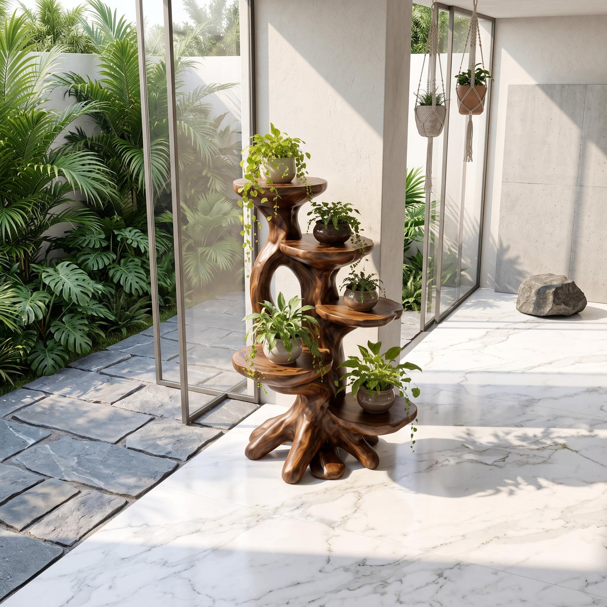 Modern Plant Stand With Sculptural Platforms For Living Room SINLSAPT022