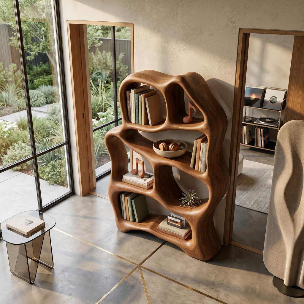 Organic Flow Bookcase For Cozy Reading Corner