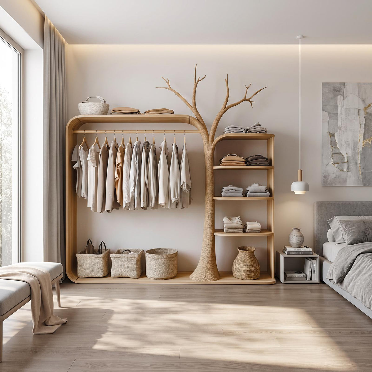 Rustic Clothing Stand Tree Shaped Bedroom Mudroom Entryway