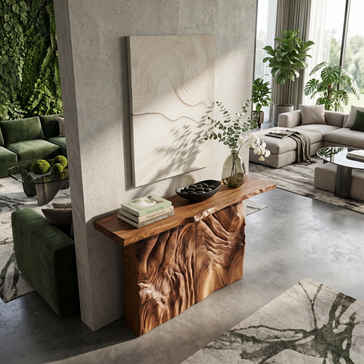Modern Sculpted Base Display Table For Lounge Interior Space