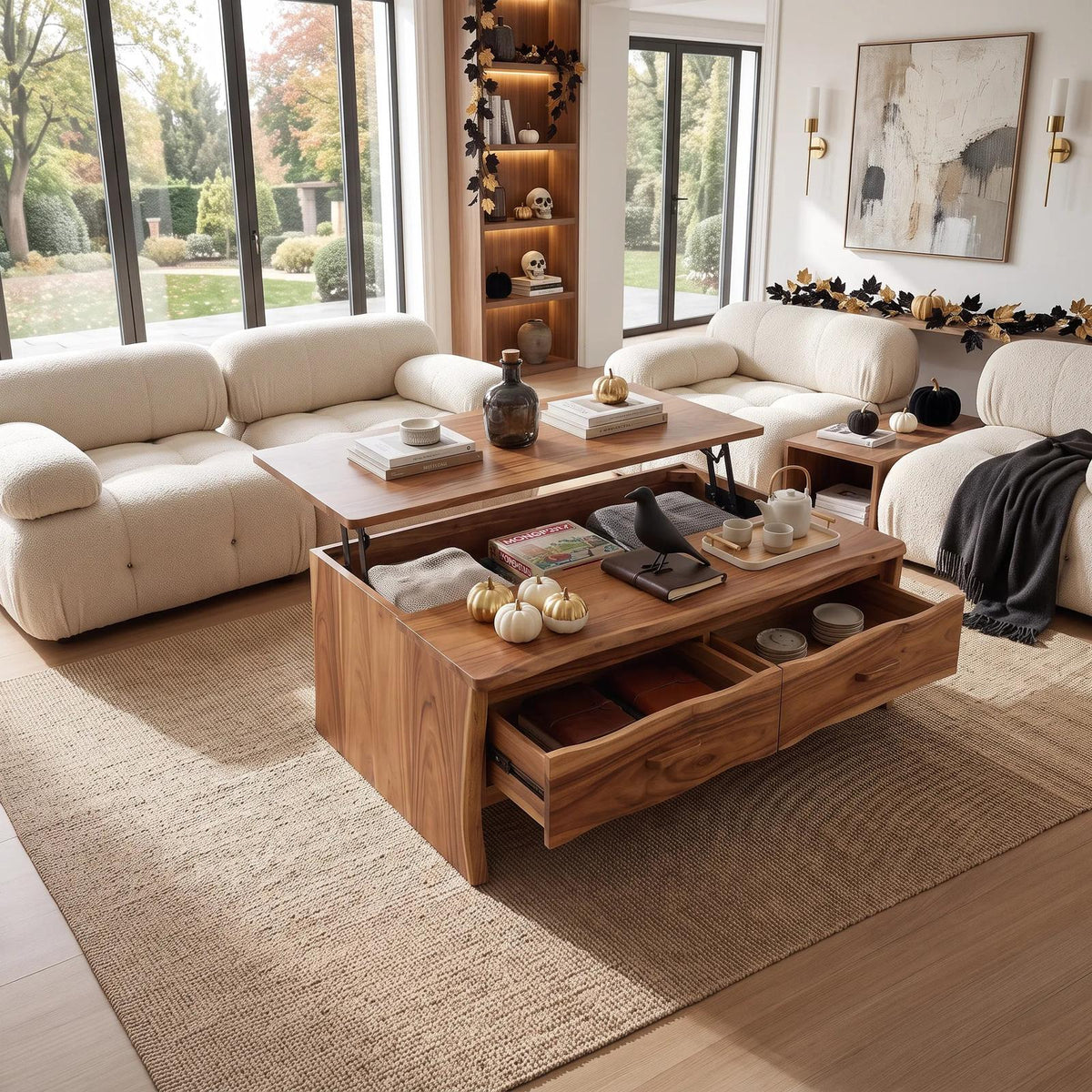 Contemporary Halloween Lift Top Coffee Table City Apartment