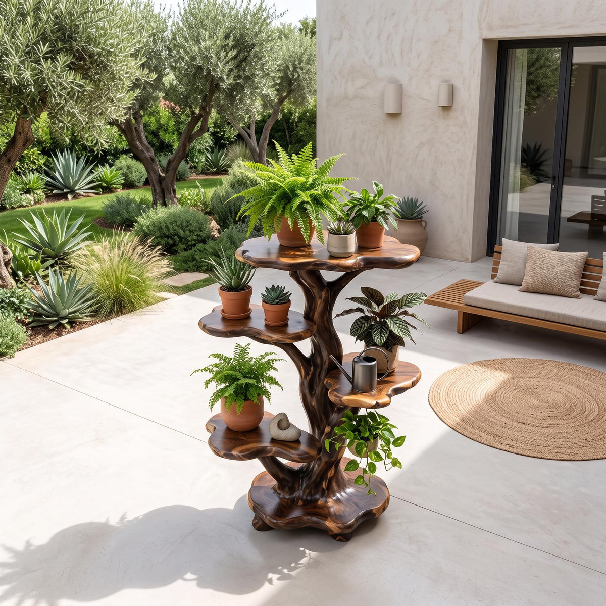 Natural Tree Plant Stand With Tiered Branch Shelves For Living Room And Entryway SINLSAPT028