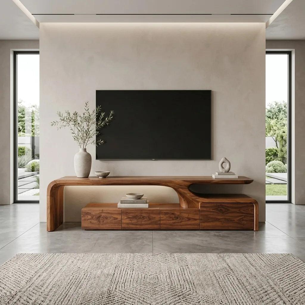 Contemporary Sculptural TV Console For Living Room